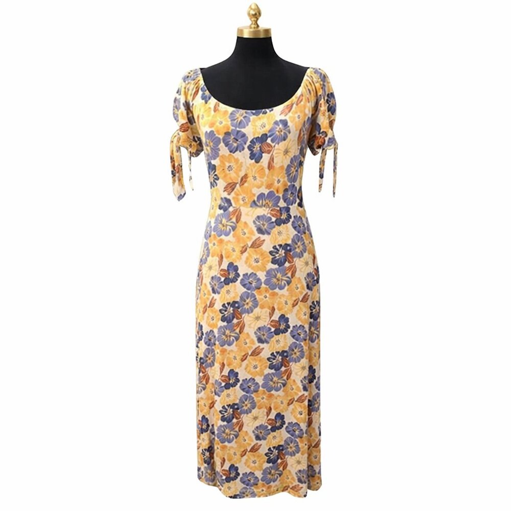 Reformation Meredith Yellow Floral Maxi Dress 6 Wedding Guest Romantic